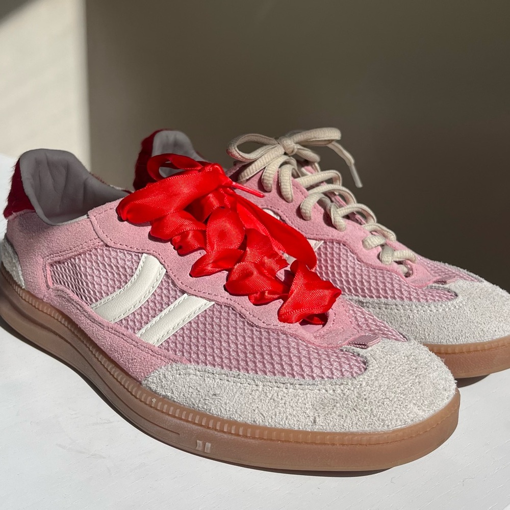 Coolway Pink and Red Retro Sneakers with Gum Sole - Picture 1 of 5